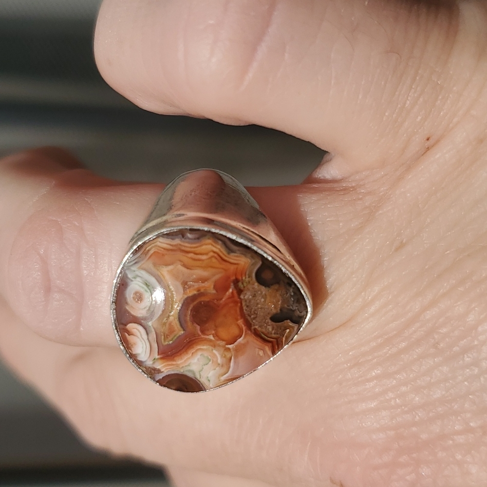 New Men's Crazy Lace Agate 925 Silver Ring. - Picture 13 of 15
